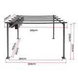 Instahut Gazebo Outdoor Garden Pergola Aluminium Frame Adjustable Canopy 3x4m Grey