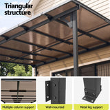 Instahut Gazebo Lean-To Pergola Garden Patio Polycarbonate 356cm X 275cm Brown