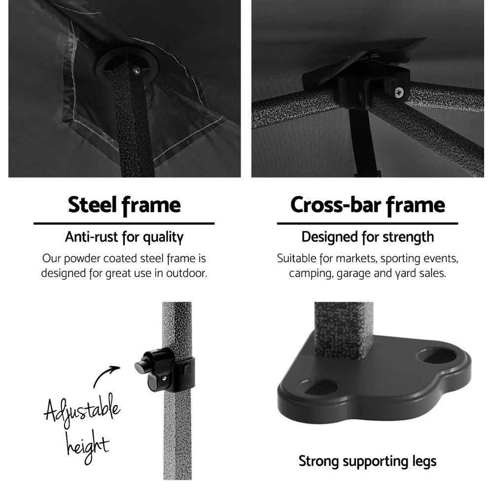 Instahut Gazebo Pop Up Marquee 3x4.5 Folding Tent Wedding Gazebos 500D Black