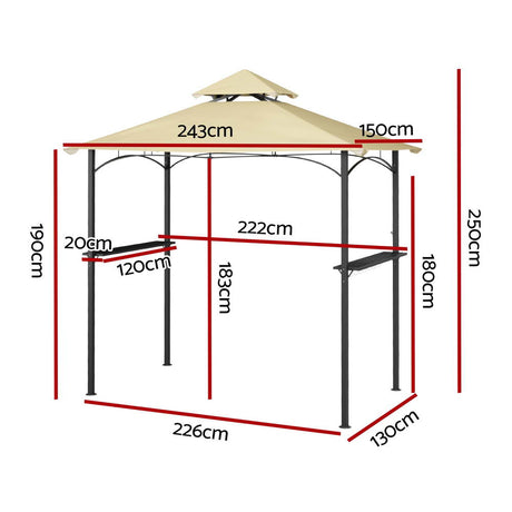 Instahut Gazebo Outdoor Patio Marquee BBQ Grill Shelter Garden Shade Hooks Beige