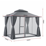 Instahut Gazebo 3x3m Canopy Outdoor Steel Frame Patio Tent Curtains Marquee Grey