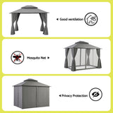 Instahut Gazebo 3x3m Canopy Outdoor Steel Frame Patio Tent Curtains Marquee Grey