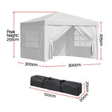 Instahut Gazebo 3x3 Pop Up Marquee Folding Tent Wedding Gazebos Camping Outdoor Canopy White