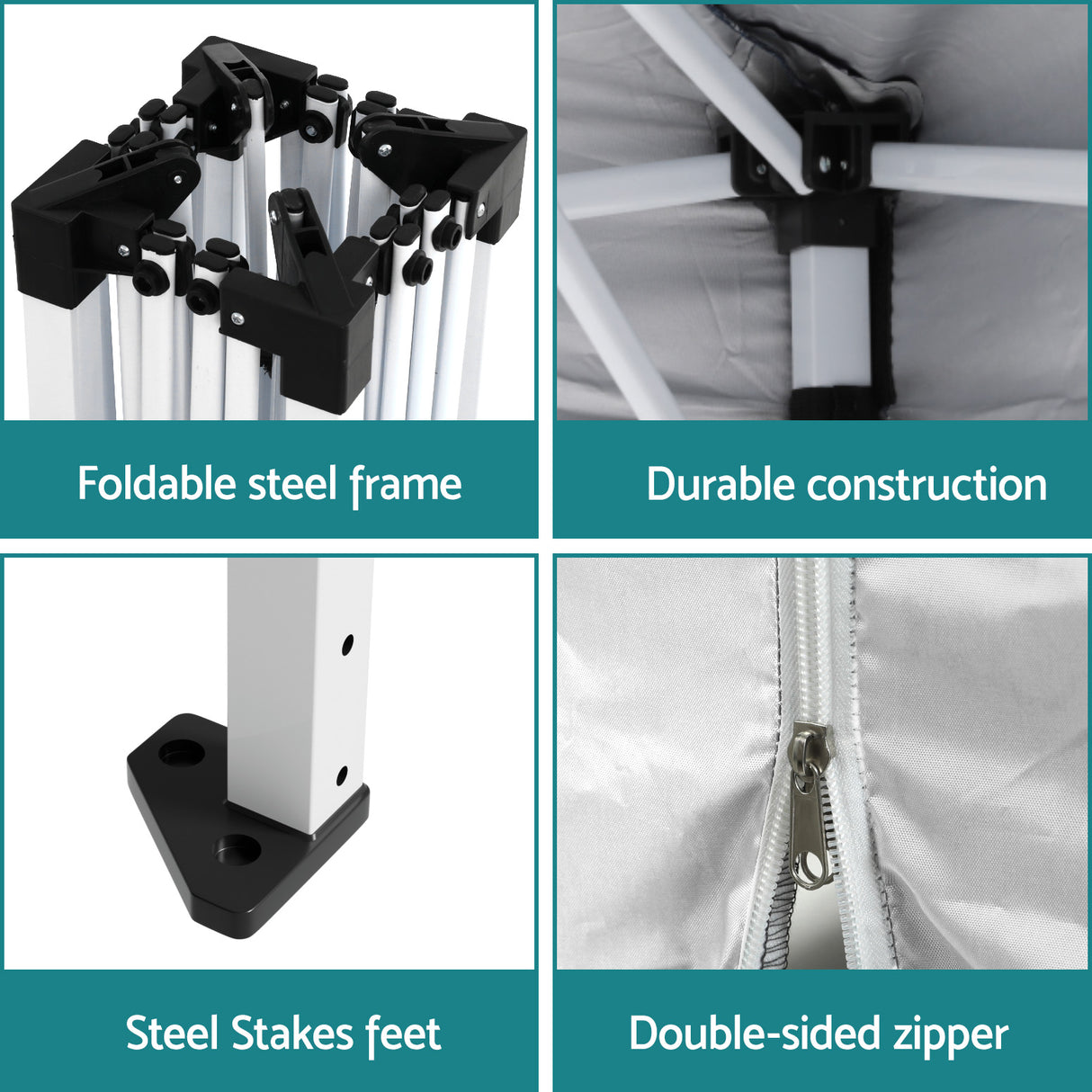 Instahut Gazebo 3x3 Pop Up Marquee Folding Tent Wedding Gazebos Camping Outdoor Canopy White