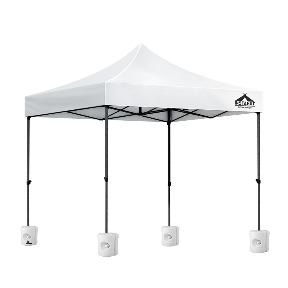 Instahut Gazebo Pop Up 3x3m w/Base Podx4 Marquee Folding Outdoor Wedding Camping Tent Shade Canopy White