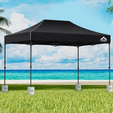 Instahut Gazebo Pop Up Marquee 3x4.5 Folding 500D Wedding Tent Base Pod Black