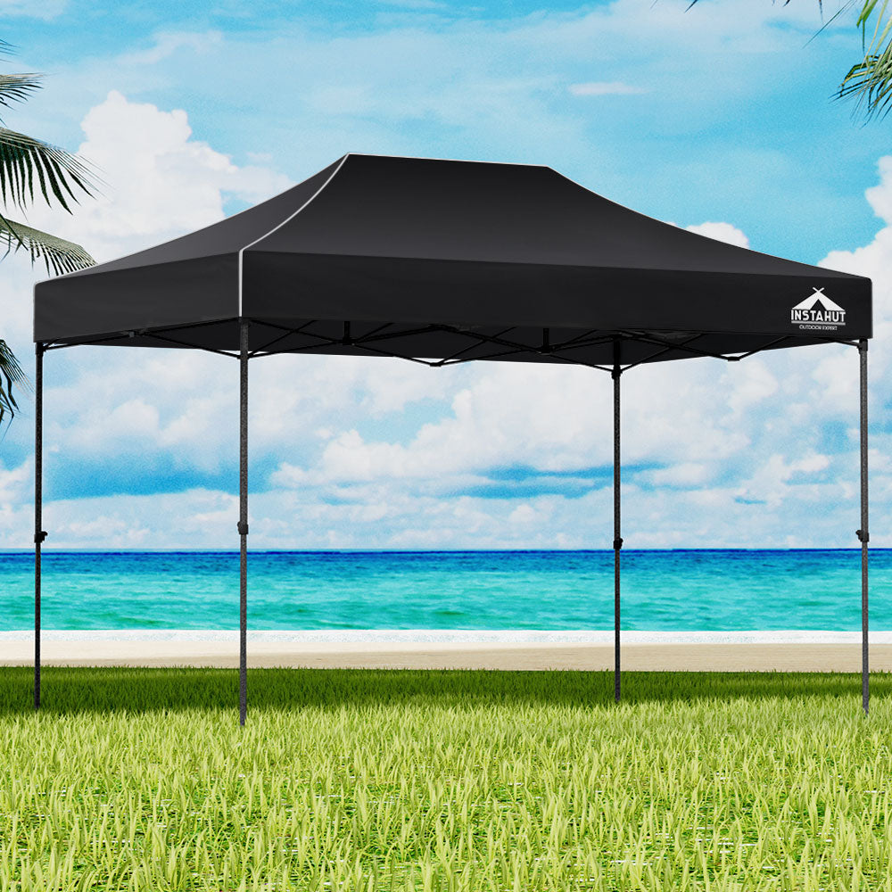 Instahut Gazebo Pop Up Marquee 3x4.5 Folding 500D Wedding Tent Base Pod Black