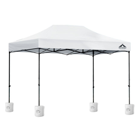 Instahut Gazebo Pop Up 3x4.5m w/Base Podx4 Marquee Folding Outdoor Wedding Camping Tent Shade Canopy White