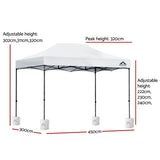 Instahut Gazebo Pop Up 3x4.5m w/Base Podx4 Marquee Folding Outdoor Wedding Camping Tent Shade Canopy White