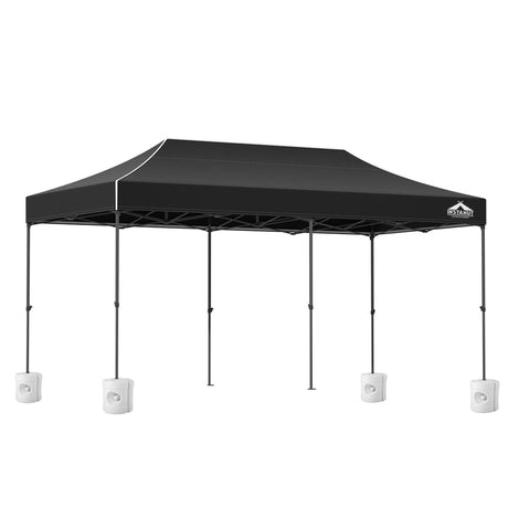 Instahut Gazebo Pop Up Marquee 3x6 Folding Outdoor 500D Tent Base Pod Black