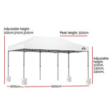 Instahut Gazebo Pop Up Marquee 3x6 Folding 500D Wedding Tent Base Pod White