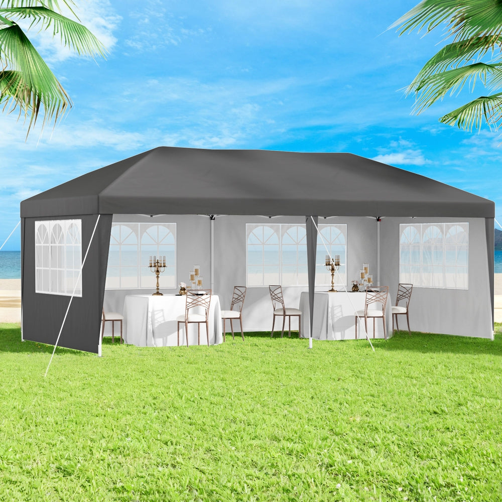 Instahut Gazebo 3x6m Pop Up Marquee Wedding Party Outdoor Camping Canopy Grey