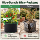 Green Fingers 15 Gallon Grow Bags 300gsm thick Aeration Fabric Pots 10 Pack