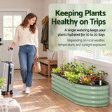 Green Fingers Self Watering Oval Garden Bed Galvanised for Balcony Deck 120x60x30cm
