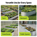 Green Fingers Raised Garden Bed Galvanised Oval Metal Planter Box Large Outdoor 120x60x30cm Silver