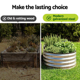 Green Fingers Raised Garden Bed Galvanised Oval Metal Planter Box Large Outdoor 120x60x30cm Silver