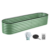 Green Fingers Oval Raised Garden Bed Galvanised Planter Box Rust Resistant 240x60x45cm Green