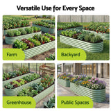 Green Fingers Oval Raised Garden Bed Galvanised Planter Box Rust Resistant 240x60x45cm Green