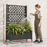 Green Fingers Mobile Planter Box with Trellis, Self Watering Garden Bed & Privacy Screen for Climbing Plants Flowers, Black