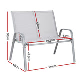 Gardeon Garden Bench Seat Steel Outdoor Patio Park Lounge Backyard Chair Grey
