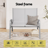 Gardeon Garden Bench Seat Steel Outdoor Patio Park Lounge Backyard Chair Grey
