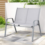 Gardeon Garden Bench Seat Steel Outdoor Patio Park Lounge Backyard Chair Grey