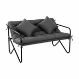 Gardeon Garden Bench 2 Seater Outdoor Bench Metal with Cushion 118cm Black