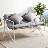 Gardeon Garden Bench 2 Seater Outdoor Bench Metal with Cushion 118cm Grey