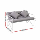 Gardeon Garden Bench 2 Seater Outdoor Bench Metal with Cushion 118cm Grey