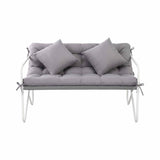 Gardeon Garden Bench 2 Seater Outdoor Bench Metal with Cushion 118cm Grey