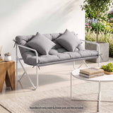 Gardeon Garden Bench 2 Seater Outdoor Bench Metal with Cushion 118cm Grey