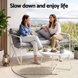 Gardeon Garden Bench 2 Seater Outdoor Bench Metal with Cushion 118cm Grey