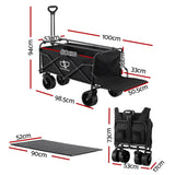 Gardeon Folding Camping Wagon Heavy Duty Utility Cart with Tailgate Table 150L