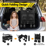 Gardeon Folding Camping Wagon Heavy Duty Utility Cart with Tailgate Table 150L