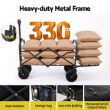 Gardeon Folding Camping Wagon Heavy Duty Utility Cart with Tailgate Table 150L