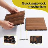 Gardeon 10PCS Wood Deck Tiles 30x30cm Interlocking Floor Tiles for Patio Balcony Garden