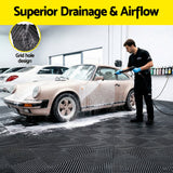 Giantz 20PCS Garage Floor Tiles Interlocking Drainage Non-Slip Tiles Heavy Duty for Workshop Black