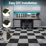 Giantz 20PCS Garage Floor Tiles Interlocking Drainage Non-Slip Tiles Heavy Duty for Workshop Black