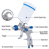 Giantz Spray Gun Paint Gun HVLP Gravity Feed 1.4mm 1.7mm 2.0mm Nozzles Included