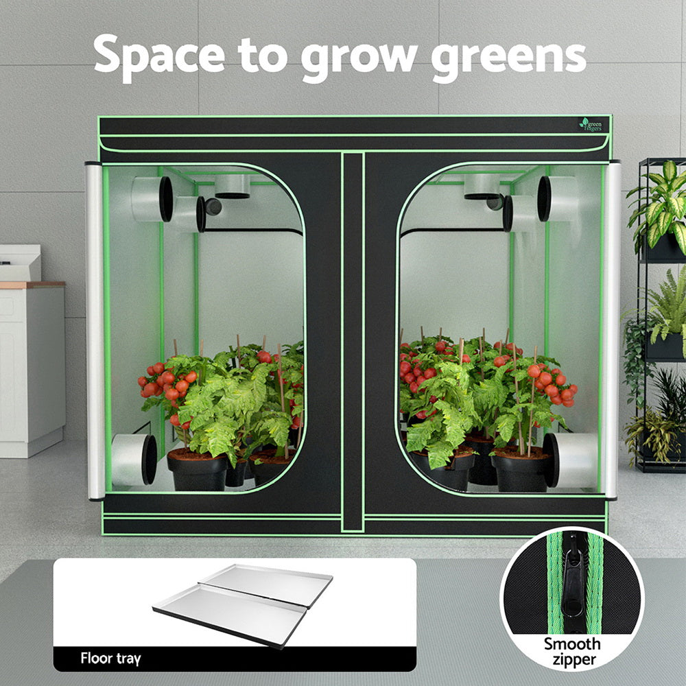 Green Fingers Grow Tent Kits 240x240x200cm Hydroponics Indoor Grow System Black