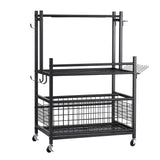 Gardeon Garden Tool Organizer Rack 16 Slots Rolling Garage Storage with Hooks