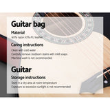 Alpha 38 Inch Acoustic Guitar Wooden Body Steel String Full Size w/ Stand Wood Natural