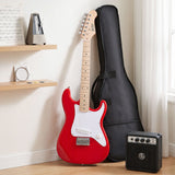 Alpha 30 Inch Junior Electric Guitar Beginner Set with 3W Mini Amp Carry Bag and Accessories Red