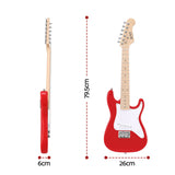 Alpha 30 Inch Junior Electric Guitar Beginner Set with 3W Mini Amp Carry Bag and Accessories Red