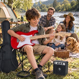 Alpha 30 Inch Junior Electric Guitar Beginner Set with 3W Mini Amp Carry Bag and Accessories Red