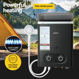 Devanti Portable Gas Water Heater LPG-powered System Black With Pump