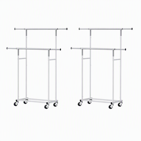 Artiss 2X Clothes Rack Double Rod Airer Rail Coat Stand Adjustable Hanger