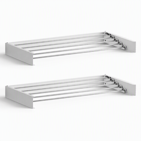 Artiss Set of 2 Clothes Rack Wall Mounted Airer Foldable White