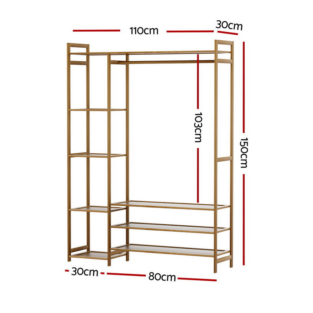 Aria Clothes Rack Coat Stand 8 Shelves Bamboo