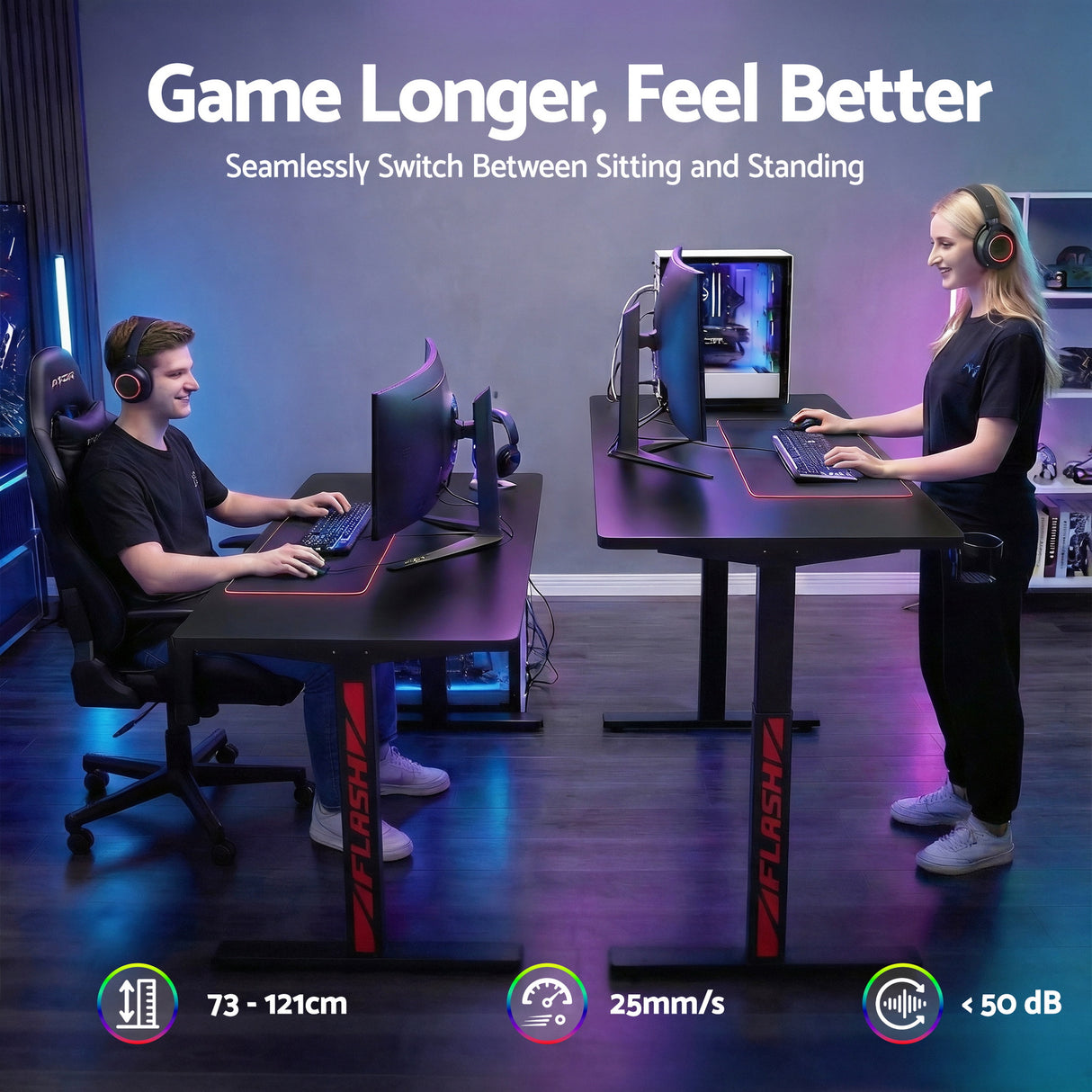 Artiss Gaming Desks Standing Desk Motorised 140CM Black